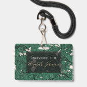 Moderne groene bladplant Botanisch ontwerp Badge (Voorzijde met lanyard)