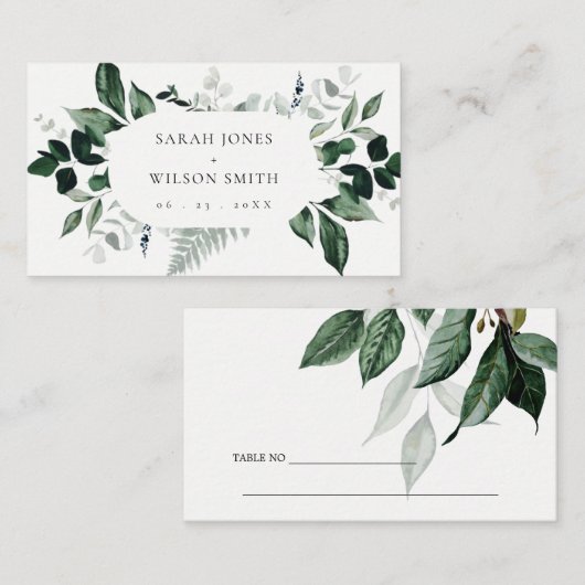 Moderne groene bladrijke tropische gebladerte trou plaatskaartje (Voorkant / Achterkant)