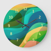 Moderne groene blauwe gele Abstracte kunstklok Grote Klok (Voorkant)
