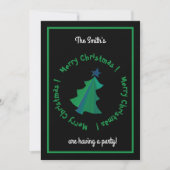 Moderne groene blauwe kerstboom op zwart kaart (Voorkant)
