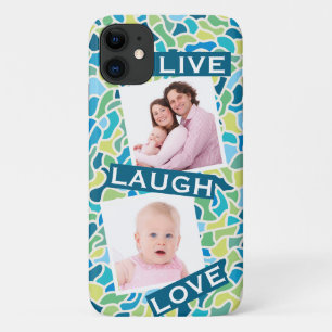 Moderne groene blauwe mozaïekaangepaste fotooffer Case-Mate iPhone case