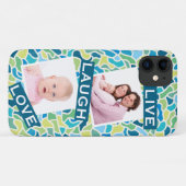 Moderne groene blauwe mozaïekaangepaste fotooffert Case-Mate iPhone case (Achterkant (horizontaal))