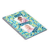 Moderne groene blauwe mozaïekaangepaste fotooffert notitieboek (Rechterzijde)