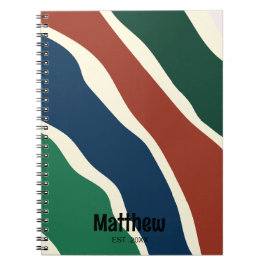 Moderne groene &blauwe rode gestreepte monogram sc notitieboek