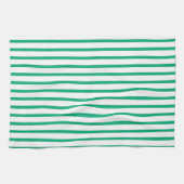 Moderne groene blauwe streep keukenhanddoek (Horizontaal)