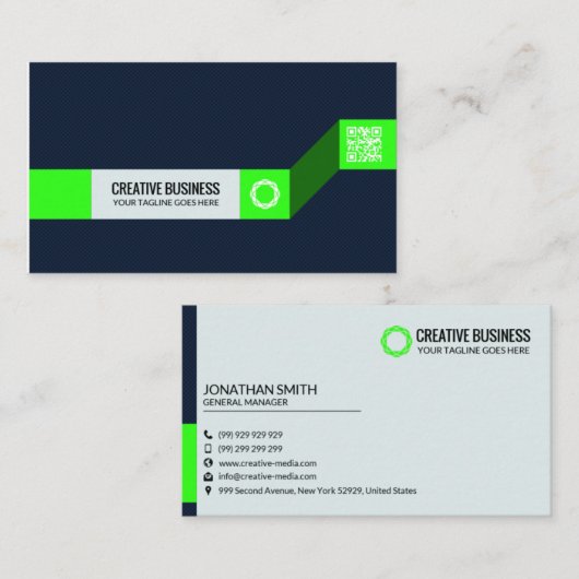 Moderne Groene & Blauwe Visitekaartje | Creative C (Voorkant / Achterkant)