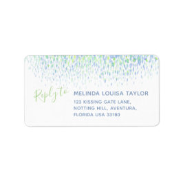 Moderne groene blauwe waterverf dabs adres etiket