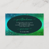 Moderne groene Blauwgroen mousserende Initialen me Visitekaartje (Achterkant)