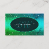 Moderne groene Blauwgroen mousserende Initialen me Visitekaartje (Voorkant)