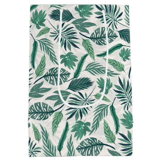 Moderne, groene, Blauwgroen, tropische modellen Medium Cadeauzakje (Achterkant)