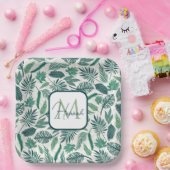 Moderne, groene, Blauwgroen, tropische modellen Papieren Bordje (Feest)