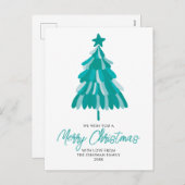 Moderne groene Blauwgroen winterkerstboom Feestdagenkaart (Voorkant / Achterkant)