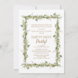 Moderne Groene Blaves Gold Empty Nest Party Kaart