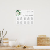 Moderne Groene Bloemen 10 Tafel Bruiloft zitgrafie Poster (Keuken)