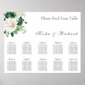 Moderne Groene Bloemen 10 Tafel Bruiloft zitgrafie Poster (Voorkant)