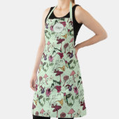 Moderne groene bloemen, bladeren & kolibrie naam schort (Insitu)