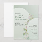 Moderne groene bloemen bloemen Open House Kaart (Voorkant / Achterkant)