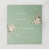 Moderne groene bloemen bruiloft plaatskaartje (Buitenkant ongevouwen)