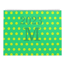 Moderne groene bloemen daisy patroon kalender