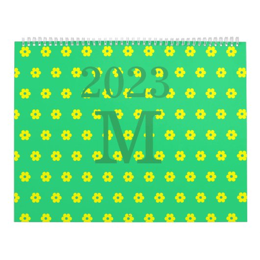 Moderne groene bloemen daisy patroon kalender (Hoes)