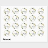 Moderne Groene Bloemen Goud Trouwgunst Dank u Ronde Sticker (Vel)