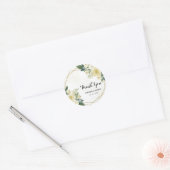 Moderne Groene Bloemen Goud Trouwgunst Dank u Ronde Sticker (Envelop)