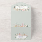 Moderne Groene Bloemen Gouden Huwelijk All In One Uitnodiging (Buitenkant)