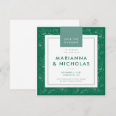 Moderne Groene Bloemen Patroon Huwelijk Save the D Date (Voorkant / Achterkant)