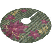 Moderne Groene Bloemen Poinsettia Persoonlijke Boo Kerstboom Rok (Gekanteld)