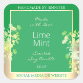 Moderne Groene Bloemen Product Verpakking Etikette Vierkante Sticker (Voorkant)