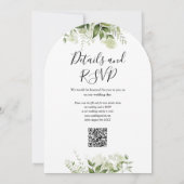 Moderne Groene Bloemen QR Code Trouwboog Kaart (Achterkant)