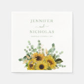 Moderne Groene Bloemen Zonnebloem Bruiloft Servet (Voorkant)