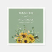 Moderne Groene Bloemen Zonnebloem Bruiloft Servet (Voorkant)