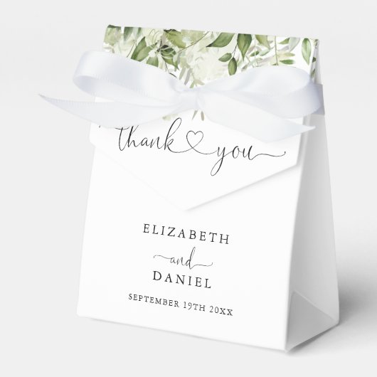 Moderne groene bloemhart scriptie bruiloft bedankdoosjes (Voorkant Zijde)