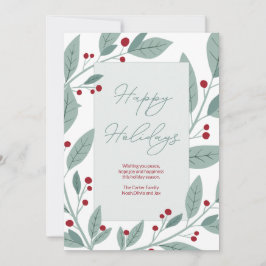 Moderne Groene Bloemige Prettige Feestdagen Feestdagenkaart