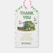 Moderne groene boerentractor 1e verjaardag  cadeaulabel (Achterkant)