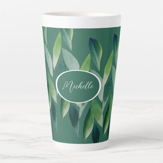 Moderne groene Boheemse Natuur Latte Mok (Voorkant)