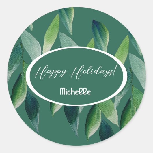 Moderne groene Boheemse Natuur Ronde Sticker (Voorkant)