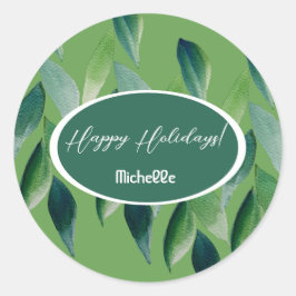 Moderne groene Boheemse Natuur Ronde Sticker