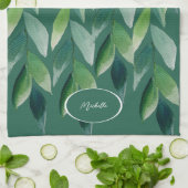 Moderne groene Boheemse Natuur Theedoek (Gevouwen)