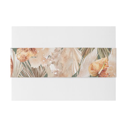 moderne groene bohemische pamapegras botanisch uitnodigingen wikkel (Achterkant Voorbeeld)