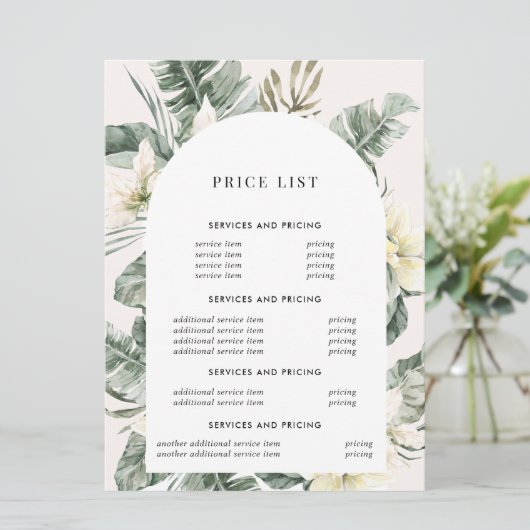 Moderne Groene Boho Boog | Prijsfolder (Staand voorkant)