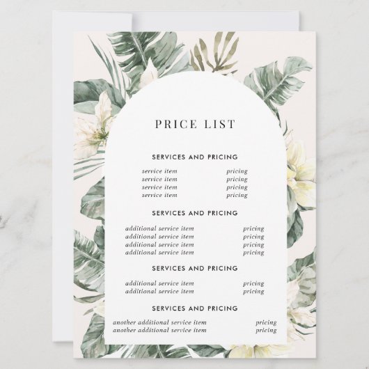 Moderne Groene Boho Boog | Prijsfolder (Voorkant)