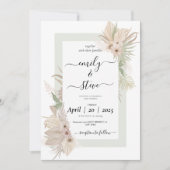 Moderne groene boho bruiloft uitnodiging (Voorkant)