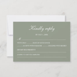 Moderne groene boho-huwelijk eenvoudig elegant RSV RSVP Kaartje