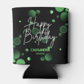 Moderne groene bokeh gradiënt zwart Happy Birthday Blikjeskoeler (Achterkant)