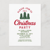 Moderne Groene Bomen Rode Kerstmis Partij Uitnodiging Briefkaart (Voorkant)