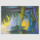 Moderne Groene Bomen Water Landschap Kunstwerk Tissuepapier (Voorkant)