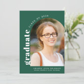 Moderne Groene Boog Foto 2024 Afstuderen Aankondiging (Staand voorkant)