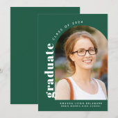Moderne Groene Boog Foto 2024 Afstuderen Aankondiging (Voorkant / Achterkant)